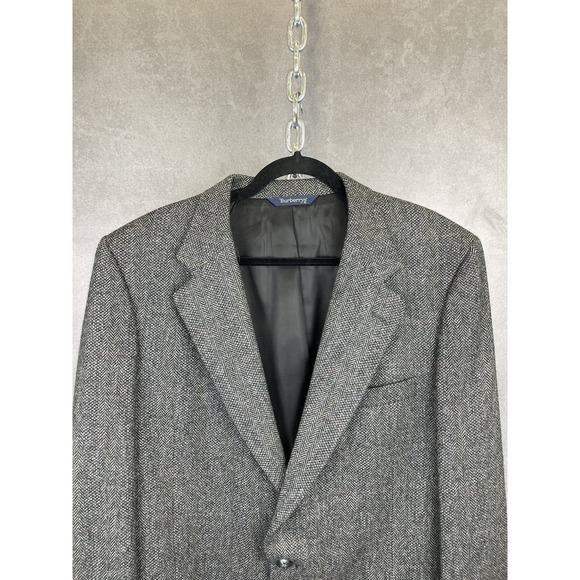 Vintage Burberrys Blazer Mens 00 Grey Tweed 100% Pure Wool - Picture 2 of 15
